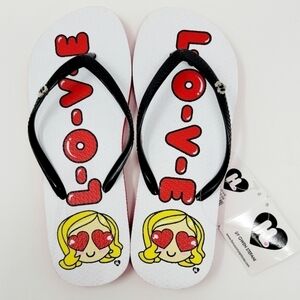 Harajuku lovers Gwen Stefani Love flip flops Red White 3 / 4